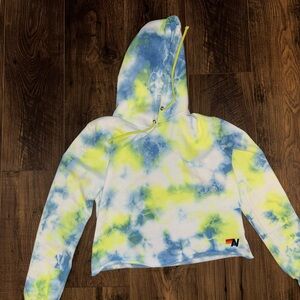 Aviator Nation Blue and Yellow Tie-Dye Hoodie